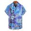 Chemise de vacances à manches courtes et boutons pour homme, motif floral et feuilles, décontractée, tie-dye - Bleu Ciel 5XL