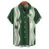 Chemise de vacances à manches courtes et boutons pour homme, motif cocotier, à rayures ondulées et à rayures - Vert profond 5XL