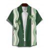 Chemise de vacances à manches courtes et boutons pour homme, motif cocotier, à rayures ondulées et à rayures - Vert profond 5XL