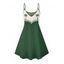 Robe de vacances à motif cocotiers, ligne colorblock, bretelles spaghetti, col en V, coupe trapèze, mini-robe de plage - Vert profond XXXXXL | US 20