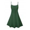 Robe de vacances à motif cocotiers, ligne colorblock, bretelles spaghetti, col en V, coupe trapèze, mini-robe de plage - Vert profond XXXXXL | US 20