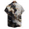 Chemise de vacances à imprimé texturé marbré colorblock pour homme, chemise décontractée à manches courtes et boutonnée et retroussable - Noir 5XL