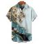 Chemise de vacances à imprimé floral et texturé marbré pour homme, boutonnée, retroussée, manches courtes, décontractée - Bleu clair 5XL