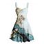 Robe de vacances décontractée à imprimé floral, colorblock, texturée et marbrée, buste froncé, col en cœur, coupe trapèze - Bleu clair XXXXXL | US 20