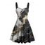Robe de vacances décontractée à imprimé marbré texturé et colorblock, buste froncé, col en cœur, coupe trapèze - Noir XXXXXL | US 20