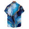 Vacation Couple Outfit Colorblock Marbled Sequined Printed Spaghetti Strap Tank Dress and Button Up Shirt Casual Matching Outfit - Bleu S | US 4
