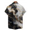 Vacation Couple Outfit Colorblock Marbled Textured Printed Ruched Bust Sweetheart Neck A Line Mini Dress and Button Up Shirt Casual Matching Outfit - Noir S | US 4