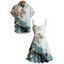 Vacation Couple Outfit Flower Colorblock Marbled Textured Printed Ruched Bust Sweetheart Neck Dress and Button Up Shirt Casual Matching Outfit - Bleu clair S | US 4