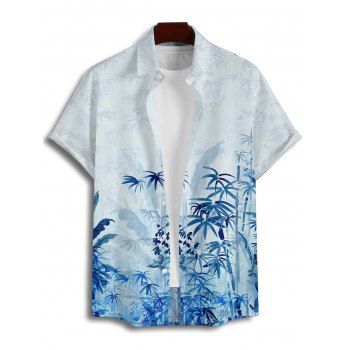Vacation Couple Outfit Plant Pattern Ruched Bust Sweetheart Neck A Line Mini Dress and Button Up Shirt Casual Matching Outfit