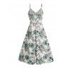 Robe longue de vacances à motif floral et feuilles, avec empiècement en dentelle géométrique et bretelles spaghetti - multicolor XXL | US 14