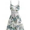 Robe longue de vacances à motif floral et feuilles, avec empiècement en dentelle géométrique et bretelles spaghetti - multicolor XXL | US 14