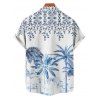 Chemise de vacances à manches courtes et boutons pour homme, motif palmier, fleurs et feuilles - Bleu 5XL