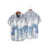 Chemise de vacances à manches courtes et boutons pour homme, motif palmier, fleurs et feuilles - Bleu 5XL