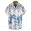 Chemise de vacances à manches courtes et boutons pour homme, motif palmier, fleurs et feuilles - Bleu 5XL