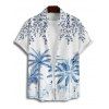 Chemise de vacances à manches courtes et boutons pour homme, motif palmier, fleurs et feuilles - Bleu 5XL