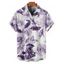 Chemise de vacances à manches courtes et boutons pour homme, motif floral, papillon et feuilles, décontractée - Pourpre 5XL