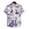 Chemise de vacances à manches courtes et boutons pour homme, motif floral, papillon et feuilles, décontractée - Pourpre 5XL