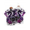 Chemise gothique à manches courtes et boutons pour homme, motif crânes, roses et dragons, style vacances - Concorde 5XL