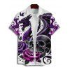 Chemise gothique à manches courtes et boutons pour homme, motif crânes, roses et dragons, style vacances - Concorde 5XL