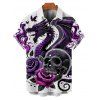 Chemise gothique à manches courtes et boutons pour homme, motif crânes, roses et dragons, style vacances - Concorde 5XL