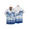 Chemise de vacances à imprimé palmiers pour homme, boutonnée, retroussée, manches courtes, pour la plage - Bleu 5XL