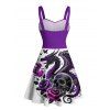 Robe gothique à col en cœur et mini robe trapèze à motif de dragon et de crânes, buste froncé - Concorde M | US 6