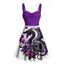 Robe gothique à col en cœur et mini robe trapèze à motif de dragon et de crânes, buste froncé - Vert profond XXXXXL | US 20