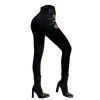 Pantalon gothique ajouré de couleur unie avec boucle carrée et taille haute, pantalon long skinny - Noir XXL | US 14
