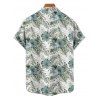 Chemise de vacances pour homme à motif de feuilles d'hibiscus et de fleurs, boutonnée, retroussée, manches courtes, décontractée - Vert clair 5XL