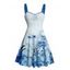 Robe de vacances à motif végétal, buste froncé, décolleté en cœur, mini-robe décontractée trapèze - Bleu XXXXXL | US 20