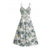 Vacation Couple Outfit Hibiscus Floral Leaf Pattern Geometric Lace Panel Hollow Out Long Dress and Button Up Shirt Casual Matching Outfit - Vert clair S | US 4