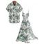 Vacation Couple Outfit Hibiscus Floral Leaf Pattern Geometric Lace Panel Hollow Out Long Dress and Button Up Shirt Casual Matching Outfit - Vert clair S | US 4