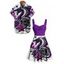 Gothic Couple Outfit Skulls Rose Dragon Pattern Ruched Bust Dress and Button Up Shirt Holiday Matching Outfit - Vert profond S | US 4