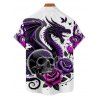 Gothic Couple Outfit Skulls Rose Dragon Pattern Ruched Bust Dress and Button Up Shirt Holiday Matching Outfit - Concorde S | US 4