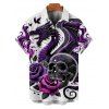 Gothic Couple Outfit Skulls Rose Dragon Pattern Ruched Bust Dress and Button Up Shirt Holiday Matching Outfit - Concorde S | US 4