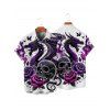Gothic Couple Outfit Skulls Rose Dragon Pattern Ruched Bust Dress and Button Up Shirt Holiday Matching Outfit - Concorde S | US 4