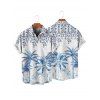 Vacation Couple Outfit Palm Tree Flower Leaf Pattern O Ring Strap Dress and Button Up Shirt Beach Matching Outfit - Bleu S | US 4