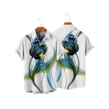 Vacation Couple Outfit Floral Leaf Print Spaghetti Strap V Neck A Line Mini Tank Dress and Button Up Shirt Casual Matching Outfit