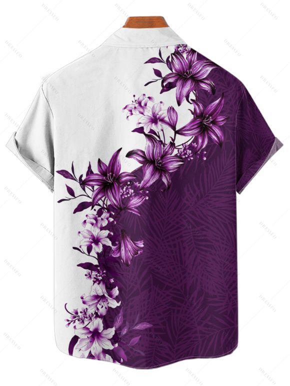 Chemise à manches retroussables à imprimé floral pour homme, chemise décontractée à manches courtes et boutonnée - Concorde 4XL