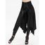 Women Bottom Set Solid Color Zipper Fly Pockets Long PU Pants and Open Front Lace Up Irregular Hem Skirt Set - Noir S | US 4