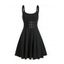 Robe grande taille unie, bretelles à boucle, œillets, col en U, taille haute, coupe trapèze, mi-longue, décontractée - Noir 5X | US 22