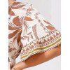 Robe de vacances grande taille à motif géométrique de cocotiers, manches mi-évasées, col en V, coupe trapèze, mi-longue, décontractée - café 4XL | US 22
