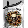 T-shirt gothique à col incliné et manches mi-chauve-souris, motif lettres et têtes de mort, haut de vacances cintré - Jaune XXL | US 14