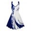 Robe de vacances à imprimé feuilles et fleurs de couleur contrastée, mini-robe décontractée à bretelles et col en V - Bleu XXXXXL | US 20