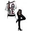 Gothic Women Outfit Rose Skulls Skeleton Love Letter Pattern Skew Neck Half Batwing Sleeve Cinched T-Shirt and Solid Color Hollow Out Buckle Strap Pants Set - Noir S | US 4