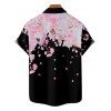 Vacation Couple Outfit Cherry Blossom Petal Flower Pattern Ruched Bust Sweetheart Neck Dress and Button Up Shirt Casual Matching Outfit - Noir S | US 4