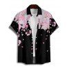 Vacation Couple Outfit Cherry Blossom Petal Flower Pattern Ruched Bust Sweetheart Neck Dress and Button Up Shirt Casual Matching Outfit - Noir S | US 4