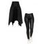 Women Bottom Set Solid Color Zipper Fly Pockets Long PU Pants and Open Front Lace Up Irregular Hem Skirt Set - Noir S | US 4