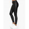 Women Bottom Set Solid Color Zipper Fly Pockets Long PU Pants and Open Front Lace Up Irregular Hem Skirt Set - Noir S | US 4