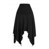 Women Bottom Set Solid Color Zipper Fly Pockets Long PU Pants and Open Front Lace Up Irregular Hem Skirt Set - Noir S | US 4